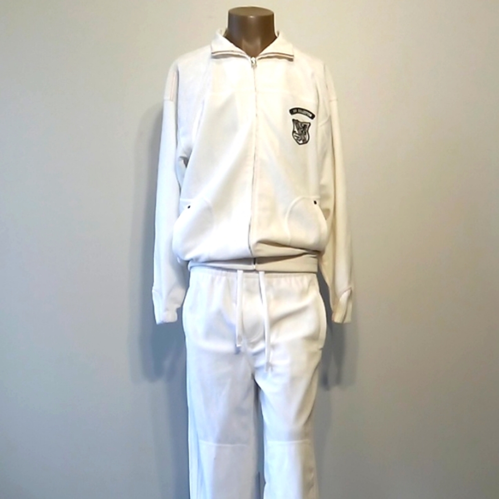 Stunning 2pc White Tracksuit with Embroidered Logo by KOMAN